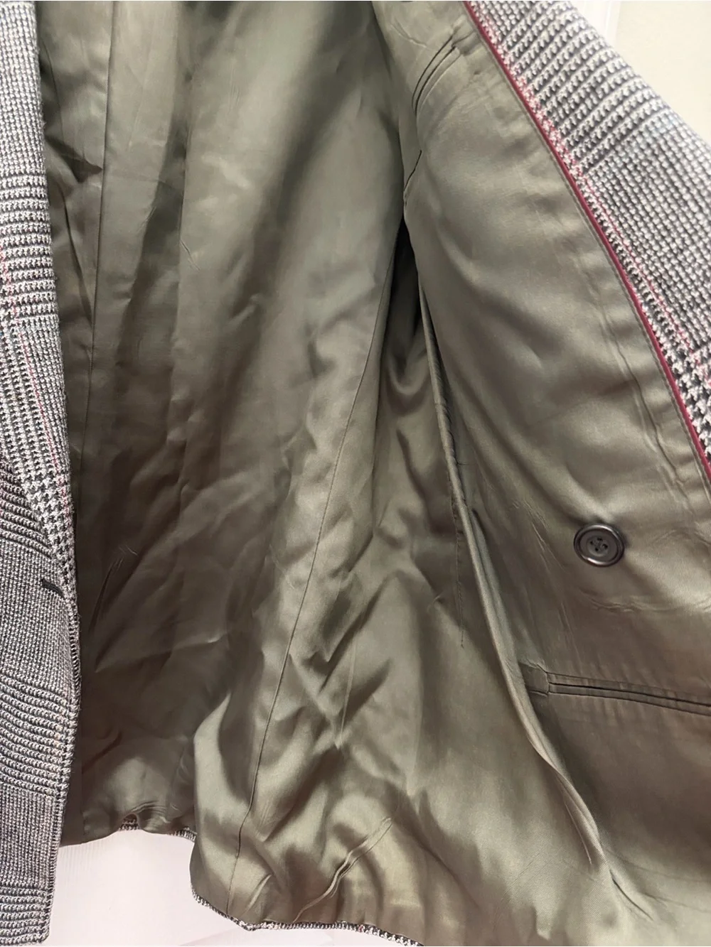 Evan Picone Gray Glen Plaid Double-Breasted Sport Coat